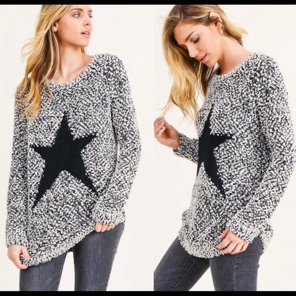 Cozy star Print Popcorn Loose Fit Sweater - Picture 3 of 4